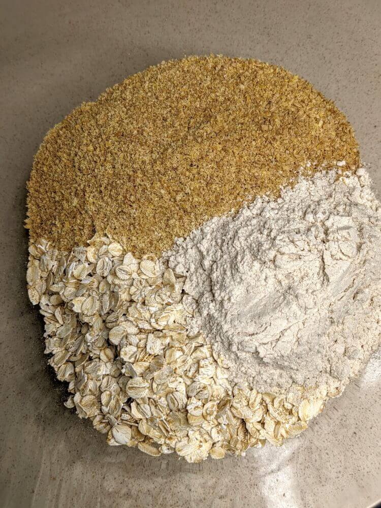 Easy 4-Ingredient oat bread recipe with ingredients in a bowl - The Simple Healthy Hub