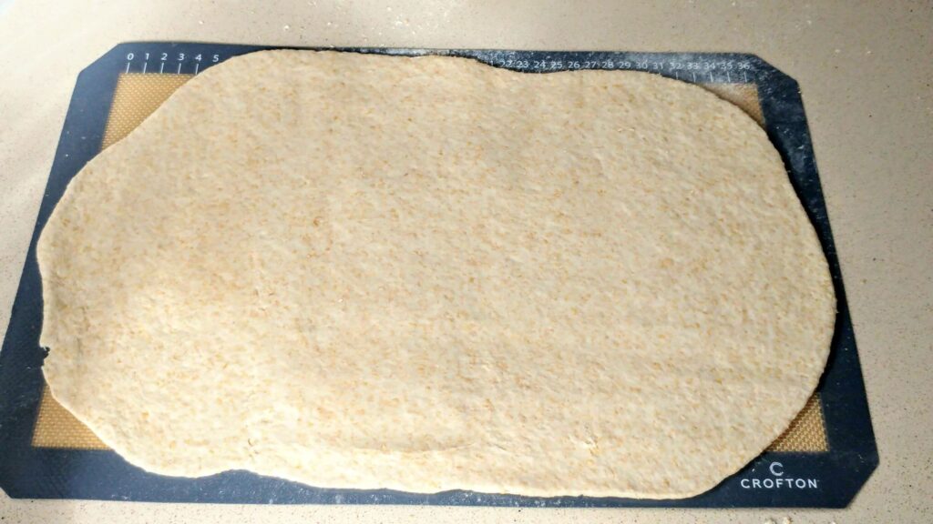 Two-Ingredient Dough2 rolled out on baking sheet - The Simple Healthy Hub
